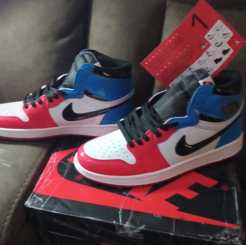 Nike air1 patent leather white ,red and blue brand new
